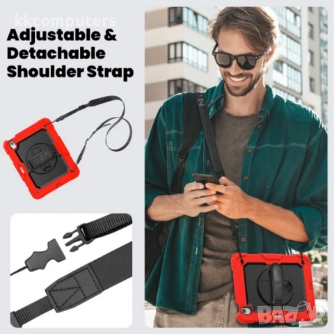 Apple iPad Air 11 2024 Silicone Hybrid PC Tablet Case /Shoulder Strap Удароустойчив Калъф и Протекто, снимка 15 - Калъфи, кейсове - 51025510