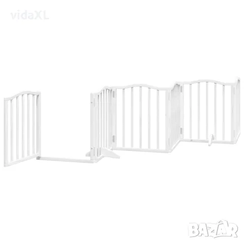 vidaXL Сгъваема преграда за кучета с врата 9 панела бял 450 см топола, снимка 5 - За кучета - 56146660