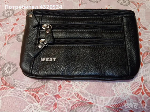 Черна Мъжка Чанта Естествена Кожа за Колан на АРТ93