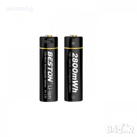 ANIMABG Литиево-йонни презареждащи батерии, АА, 1.5V, 2AM-92, 2800mWh, Бързо зареждане, 2 броя, снимка 3 - Друга електроника - 37765162