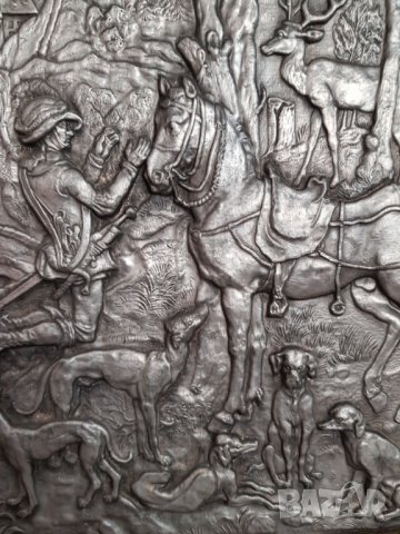 Антична немска релефна и гравирана оловно цинкова картина, снимка 4 - Картини - 33726510