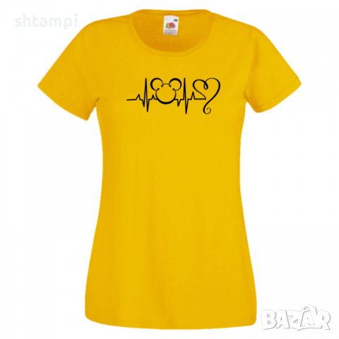 Дамска тениска Mickey Love Heartbeat 2 Мини Маус,Микки Маус.Подарък,Изненада,, снимка 10 - Тениски - 36526341