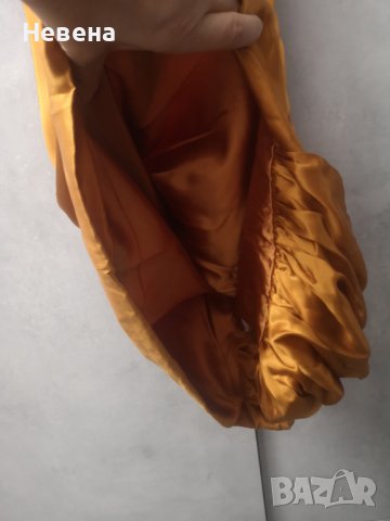Официална Рокля цвят тиква, естествена коприна, М, снимка 4 - Рокли - 42473384