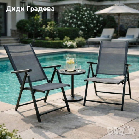 Сгъваем стоманен стол с регулиране на облегалката - издръжливост и елегантен дизайн, снимка 8 - Столове - 53907328