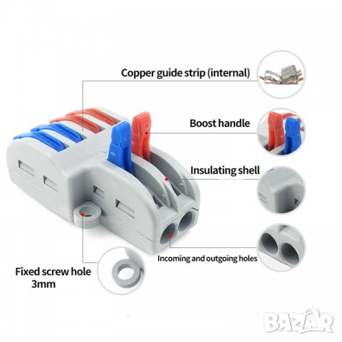 Kабелен конектори/клема с лост SPL-42 / 10 броя, снимка 5 - Други инструменти - 34435150