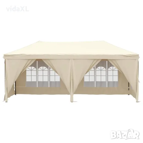 vidaXL Сгъваема парти палатка със странични стени, кремава, 3x6 м, снимка 3 - Палатки - 56148326