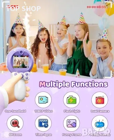 Нова Детска 1080P HD селфи камера, подарък за момичета 3-9 г. играчка, снимка 2 - Конструктори - 49265164