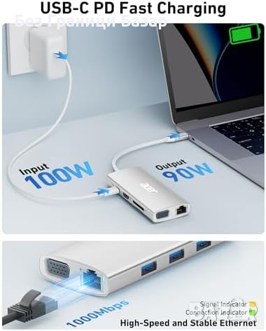 Нов Acer Бърз USB C Хъб 4K HDMI, 5Gbps USB 3.1, PD 100W за MacBook, снимка 5 - Друга електроника - 44611148