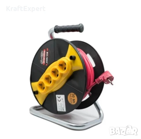 Удължител с макара Bul-Max 30m, 4 гнезда, 3×2,5 mm, транспортна дръжка, снимка 2 - Други инструменти - 50487999