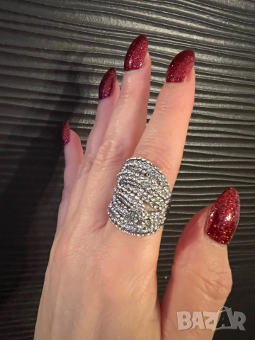 Красив масивен пръстен с кристали, снимка 9 - Пръстени - 53926677