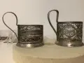 Поставки за чаши посребрен ръчна изработка  произведено в СССР 1960 години  филигран цена за брой , снимка 2