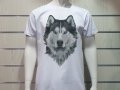 Нова мъжка бяла тениска с дигитален печат Хъски със сини очи, снимка 7