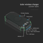 Външна батерия 30000 mah безжично зареждане Power Bank, соларна с фенер V-TAC, снимка 6