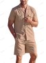 Мъжки летен комплект от ленена риза и къси панталони, 5цвята - 023, снимка 3