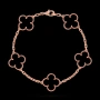 Van Cleef & Arpels VCA 5 Motifs Rose Gold Black Onyx Vintage Alhambra Дамска Гривна, снимка 8