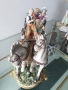 Capodimonte скулптура 45см/Каподимонте стара голяма порцеланова фигура-композиция/карета-любовници, снимка 4