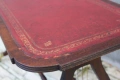 Стилна маса с кожен плот и месингови колелца- лира дизайн, махагон, снимка 8