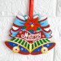 2556 Коледна украса за стена Камбанки Merry Christmas, 13см, различни модели, снимка 1 - Декорация за дома - 35072107
