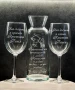 Гравиран комплект гарафа с 2 чаши за вино , снимка 6
