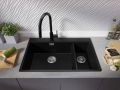 Черна кухненска гранитна мивка Осло 80 Duo Top 780x500 мм, снимка 4