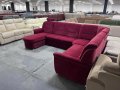 Червен ъглов диван от плат с ф-я сън и ел.лежанка "SC Classic", снимка 5