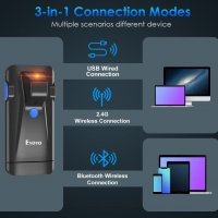 Скенер за баркод Eyoyo, Bluetooth 1D 2D QR код, ръчен скенер със скоба за гърба, USB и безжичен, 7 ч, снимка 5 - Друга електроника - 39380127