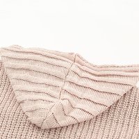 Дамски накъсан пуловер в бежово, с качулка и връзки, снимка 10 - Блузи с дълъг ръкав и пуловери - 44321117