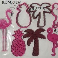 Ананас Палма Фламинго пластмасов резец форма фондан тесто бисквитки, снимка 1 - Форми - 29731684