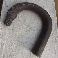 Стара метална дръжка за бастун конска глава, снимка 1 - Антикварни и старинни предмети - 39943278