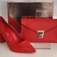 Червени дамски обувки на ток модел: 3191-2 Red, снимка 4 - Дамски обувки на ток - 40132369