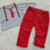 Коледен сет панталон и блуза  6-9 месеца , снимка 6 - Комплекти за бебе - 30781017