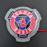 Огледална табела червен Scania Vabis външна за решетка 12-24V бял неон, снимка 2 - Аксесоари и консумативи - 38234642