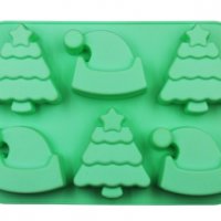 Коледна Елха шапка Дълбоки Коледни силиконов молд форма кексчета мъфини гипс сапун калъп свещ, снимка 1 - Форми - 30393739
