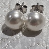 Автентични сребърни обеци 925 с перли , снимка 1 - Обеци - 44263840