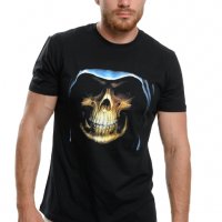 Нова мъжка тениска с дигитален печат Череп с качулка, Скелет, снимка 3 - Тениски - 37664193