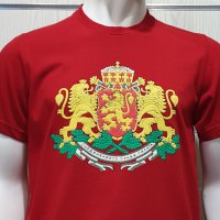Нова мъжка червена тениска с релефен трансферен печат Герб на България, снимка 10 - Тениски - 29889507