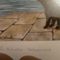 картина "Верен приятел"-акварел,подпис, снимка 3 - Картини - 31614814