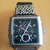 Часовник Casio EF-324 с масивна ръчно изработена каишка от кожа и сребро , снимка 2 - Мъжки - 22605625