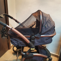 Комбинирана бебешка количка 3 в 1 Carra Tesoro Деним, снимка 9 - Детски колички - 44793271