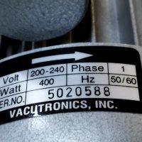 Вакуумна помпа 220V монофазна / vacutronics vacuum pump 1phase type DV - 5V, снимка 7 - Други машини и части - 42542014