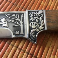 Руски ловен нож с инкрустиран ловец - Охотник 65х13, снимка 3 - Ножове - 34008136