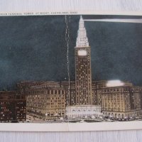 Стара пощенска картичка Кливланд през нощта, САЩ около 1930г., снимка 4 - Филателия - 32063827
