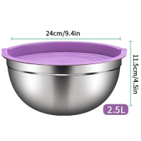 Иноксова купа за смесване с капак - 24х11.5 см,- 2,5 литра, снимка 1 - Съдове за готвене - 44735500