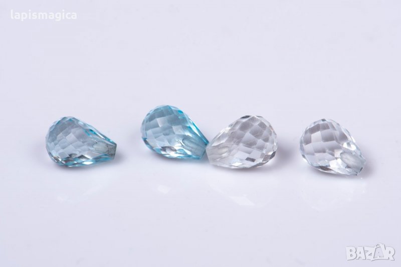 Бял топаз бриолет - пробит - цена за 1бр, снимка 1