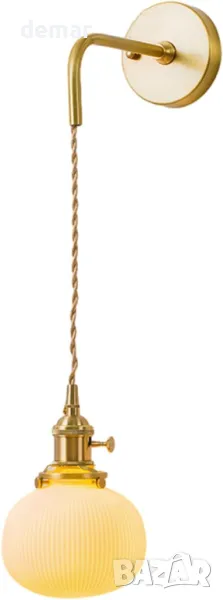 NICRX Аплик от бяла керамика за стена, с месингова златна основа, снимка 1