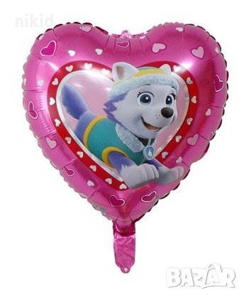 Еверест от Пес Патрул Paw Pes Patrol Сърце фолио фолиев балон хелий или въздух парти, снимка 1