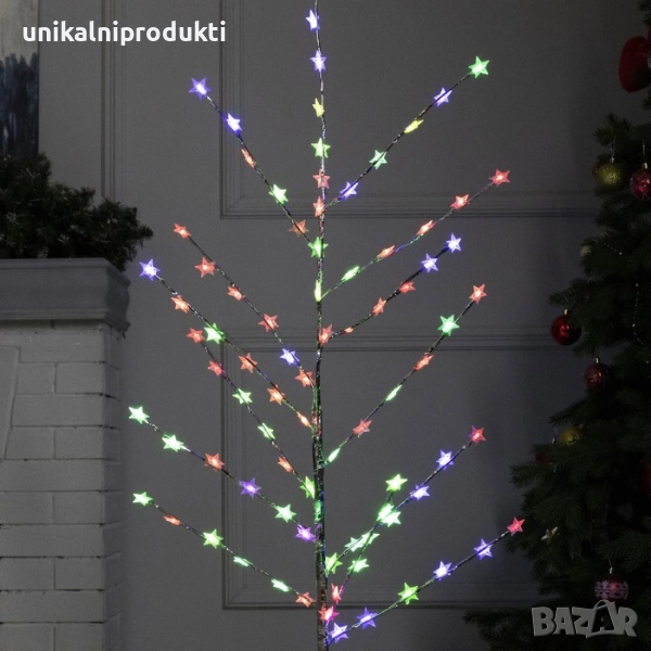 коледно дръвче 150см с LED лампички 85 звездички многоцветна светлина , снимка 1