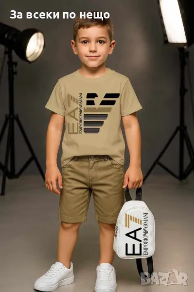 Emporio Armani Детски Къс Летен Комплект С 3 Части Тениска, Къси Панталони И Чантичка Код B331, снимка 1