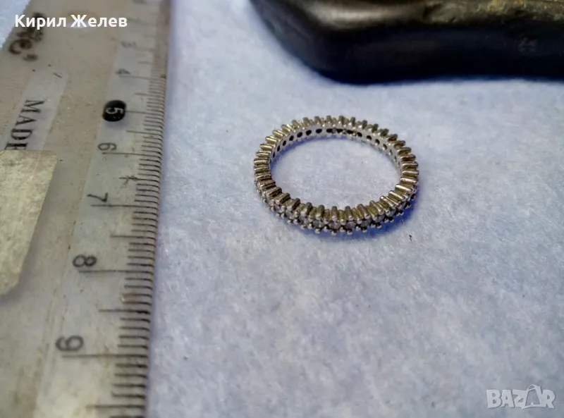 СТИЛНА ФЕШЪН АРТ СКЪПОЦЕННА СРЕБЪРНА ХАЛКА ПРЪСТЕН СРЕБРО ВИСОКА ПРОБА сБЯЛА ПОЗЛАТА и ЦИРКОНИ 48634, снимка 1