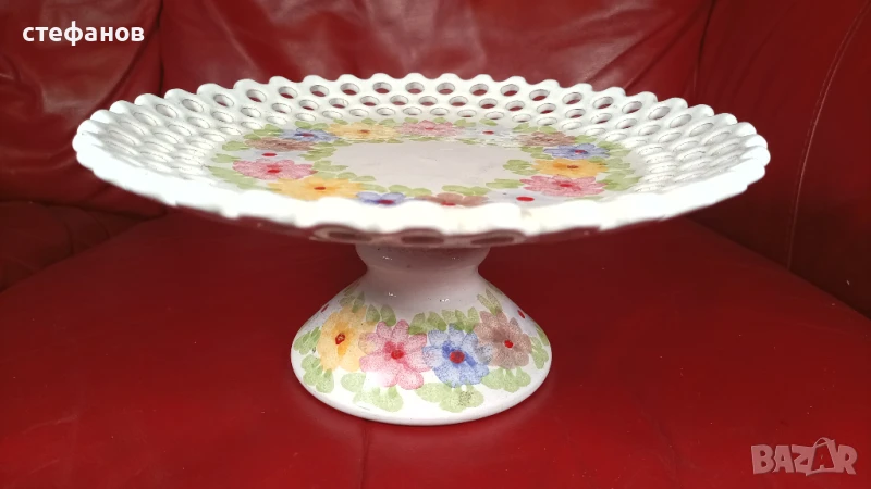 Красива керамична фруктиера, рязан, гледжосана, снимка 1